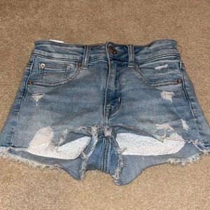 Light wash shorts from American Eagle, size 00, high-rise shortie.